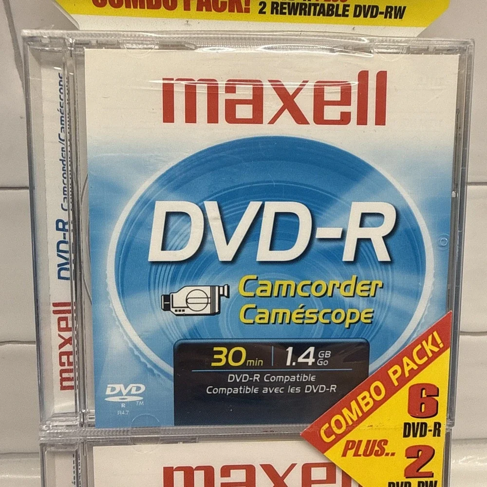 Maxell 6 DVD-R Plus + 2 DVD-RW : Combo 8 Pack Camcorder - SEALED